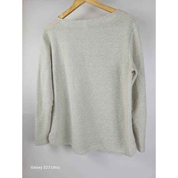 Women's H&M cream colored waffle knit sweater size large - Picture 4 of 6